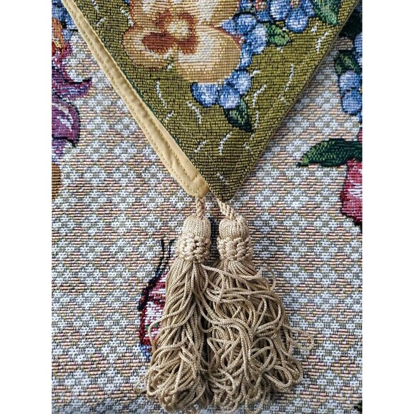 Vintage Cotton Concepts 12"x72" 1 Pc Floral Butterflies Tassel Tapestry Runner - Picture 2 of 9